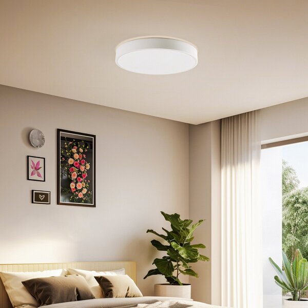 Lindby Smart LED φωτιστικό οροφής Innes λευκό Ø 38 cm RGB CCT Tuya, ρυθμιζόμενος, Λευκό, Σαλόνι / τραπεζαρία, Μέταλλο, σύγχρονο