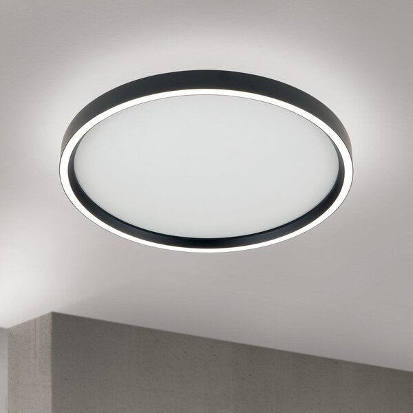 ORION Φωτιστικό οροφής LED Masca, μαύρο, Ø 40 cm, CCT, μέταλλο, ρυθμιζόμενο, ρυθμιζόμενος, Μαύρο, Σαλόνι / τραπεζαρία, Μέταλλο, σύγχρονο