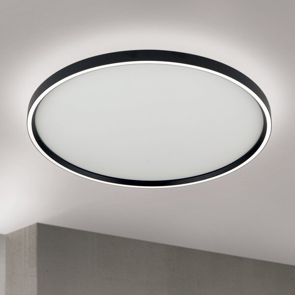 ORION Φωτιστικό οροφής LED Masca, μαύρο, Ø 60 cm, CCT, μέταλλο, ρυθμιζόμενο, ρυθμιζόμενος, Μαύρο, Σαλόνι / τραπεζαρία, Μέταλλο, σύγχρονο