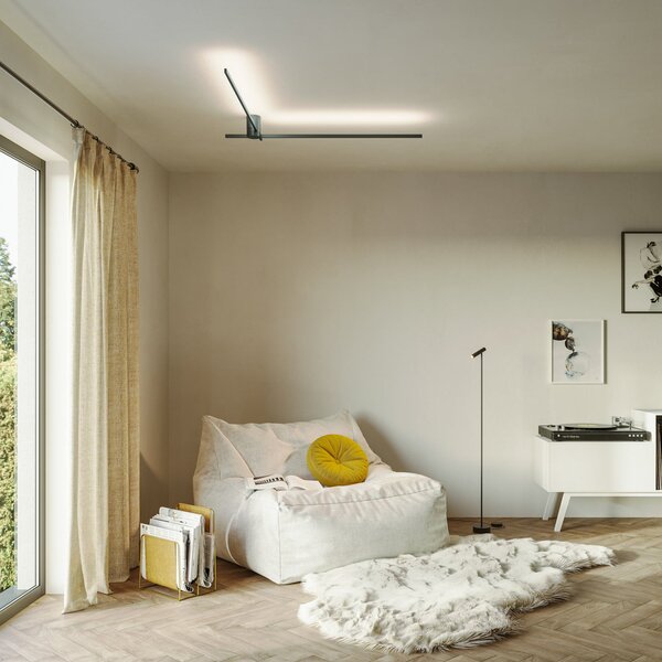 Wever & Ducré Lighting WEVER DUCRÉ LED φωτιστικό οροφής Fil Spin 1.0 μαύρο 927, ρυθμιζόμενος, Μαύρο, Σαλόνι / τραπεζαρία, Αλουμίνιο, σύγχρονο