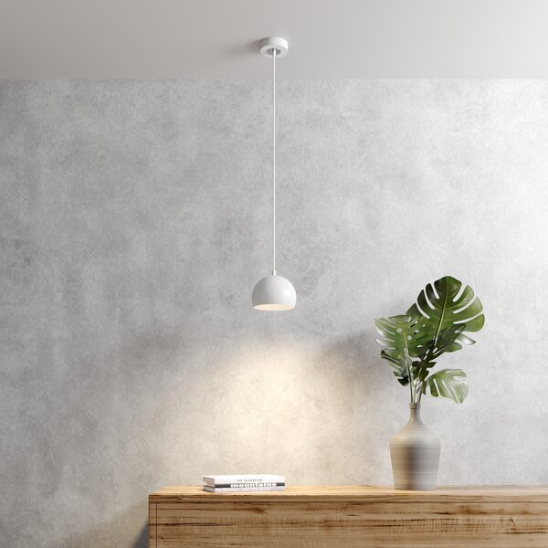 Luminex Κρεμαστό φωτιστικό Sool, λευκό, Ø 15 cm, 1 λάμπα, μέταλλο, E27, ρυθμιζόμενος, Λευκό, Σαλόνι / τραπεζαρία, Μέταλλο