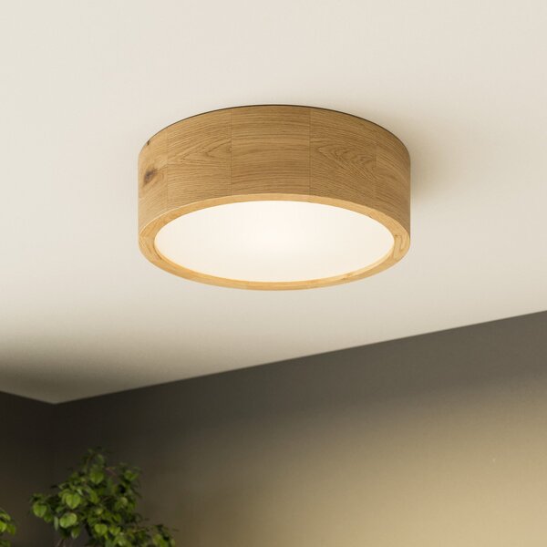 Envostar Kerio φωτιστικό οροφής, Ø 27 cm, φυσική δρυς, ρυθμιζόμενος, Ξύλου, Σαλόνι / τραπεζαρία, Ξύλο, σύγχρονο
