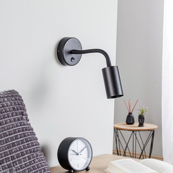 Nowodvorski Lighting Φωτιστικό τοίχου Eye Flex S, μαύρο, ρυθμιζόμενος, Μαύρο, Σαλόνι / τραπεζαρία, Μέταλλο, σύγχρονο