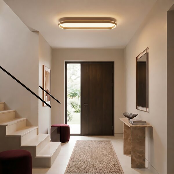Lucande Φωτιστικό οροφής LED Rylan, 112 εκ., ορείχαλκος, με δυνατότητα ρύθμισης, ρυθμιζόμενος, Χρυσό / Ορείχαλκου, Σαλόνι / τραπεζαρία, Μέταλλο, σύγχρονο