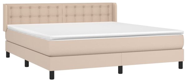 VidaXL Κρεβάτι Boxspring με Στρώμα Καπουτσίνο 180x200 εκ. Συνθ. Δέρμα