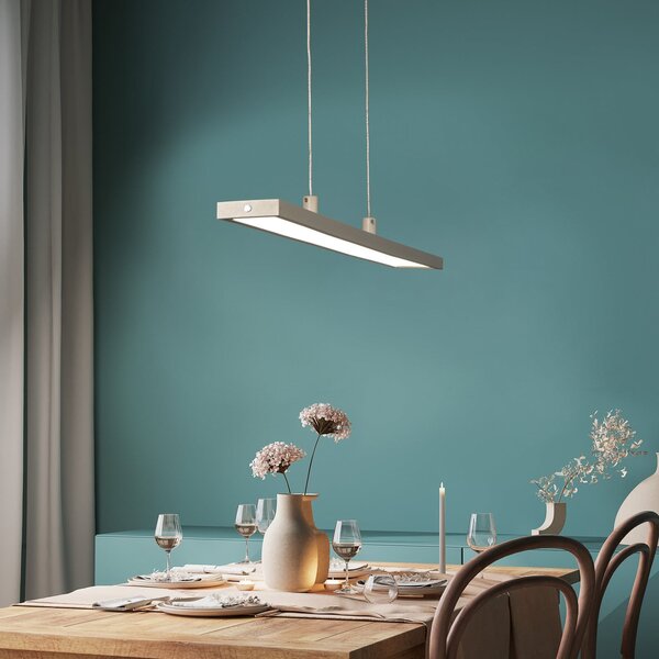 FISCHER & HONSEL Κρεμαστό φωτιστικό LED Marlo, άμμος, μήκος 90 cm, CCT, ρυθμιστής έντασης με αφή, ρυθμιζόμενος, Μπεζ, Σαλόνι / τραπεζαρία, Μέταλλο, σύγχρονο