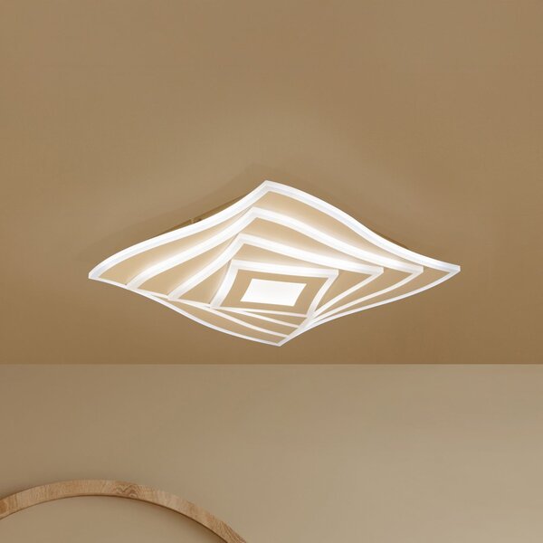 FISCHER & HONSEL LED οροφής HERO, άμμος, 40x40 cm, τηλεχειριστήριο, CCT dim, ρυθμιζόμενος, Μπεζ, Σαλόνι / τραπεζαρία, Μέταλλο, σύγχρονο