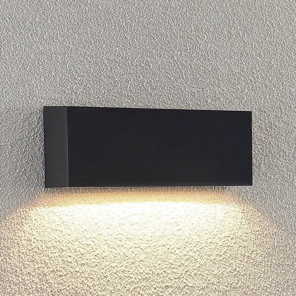 Lindby Εξωτερικό φωτιστικό τοίχου LED Jarte, 24 cm, κάτω, γκρι, IP65, Μαύρο, Πλαστικό, σύγχρονο, Πρίζα τοίχου κάτω