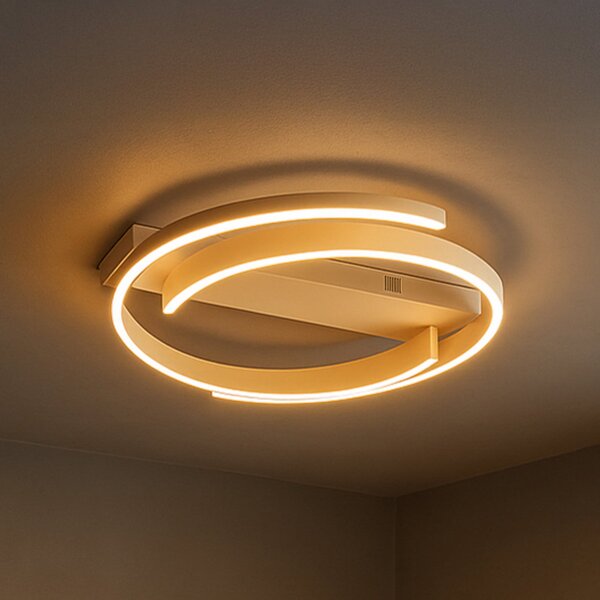 FISCHER & HONSEL LED οροφής CIRCLY, άμμος, Ø 56 cm, τηλεχειριστήριο CCT dim, ρυθμιζόμενος, Μπεζ, Σαλόνι / τραπεζαρία, Μέταλλο, σύγχρονο