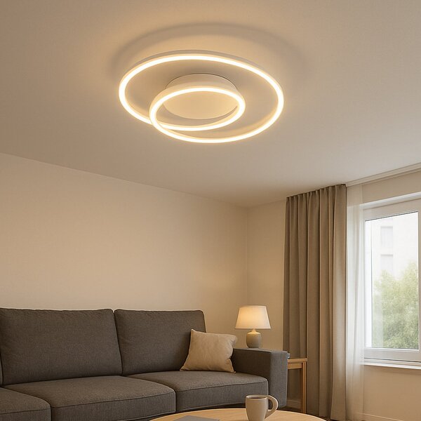 FISCHER & HONSEL LED οροφής HOLY, άμμος, Ø 49 cm, τηλεχειριστήριο, CCT, dim, ρυθμιζόμενος, Μπεζ, Σαλόνι / τραπεζαρία, Μέταλλο, σύγχρονο