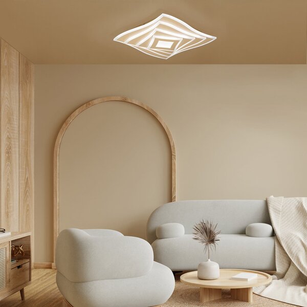 FISCHER & HONSEL LED οροφής HERO, άμμος, 40x40 cm, τηλεχειριστήριο, CCT dim, ρυθμιζόμενος, Μπεζ, Σαλόνι / τραπεζαρία, Μέταλλο, σύγχρονο