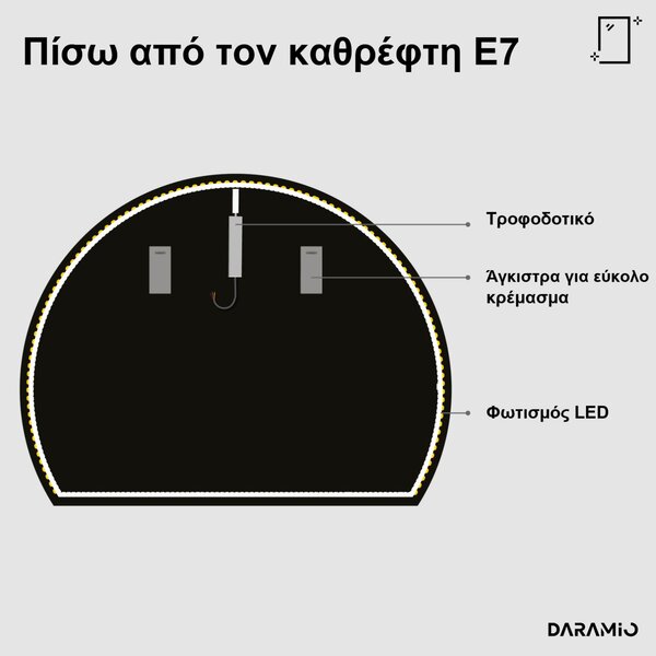 Καθρέφτης μισοφέγγαρο LED E7