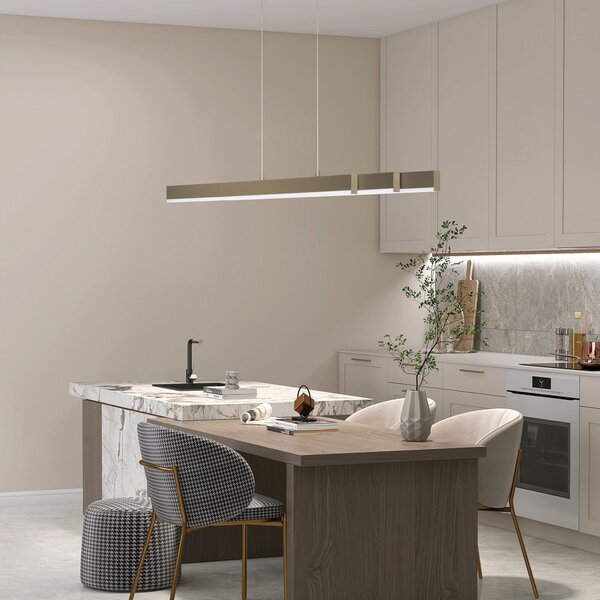 FISCHER & HONSEL Κρεμαστό φωτιστικό LED Vayana, γκριζωπό, μήκος 189 cm, CCT Touchdimmer, ρυθμιζόμενος, Καφέ / Σκουριάς, Σαλόνι / τραπεζαρία, Μέταλλο, σύγχρονο