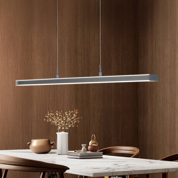 FISCHER & HONSEL Κρεμαστή λάμπα LED Valeno, γκρι, μήκος 115 cm, CCT, ρυθμιστής έντασης με αφή, ρυθμιζόμενος, Γκρι, Σαλόνι / τραπεζαρία, Μέταλλο, σύγχρονο
