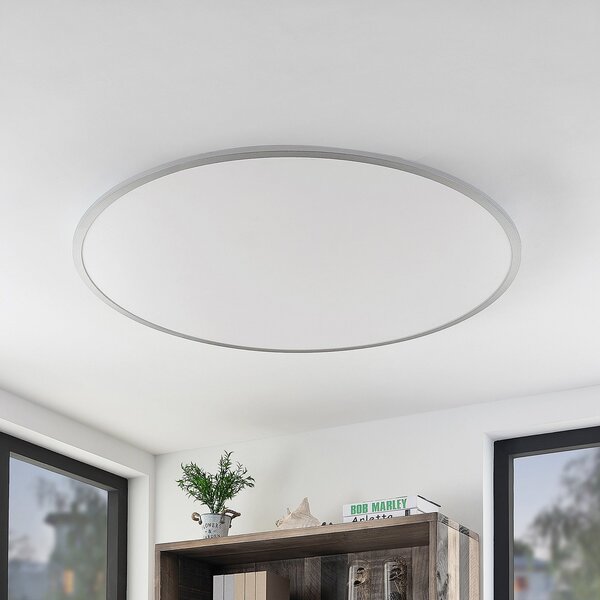 Lindby LED φωτιστικό οροφής Narima, 4.000 K, Ø 100 cm, ασημί, Γκρι, Κουζίνα, Πλαστικό, σύγχρονο