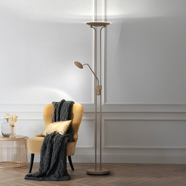 FISCHER & HONSEL Λάμπα LED Tallri, γκριζωπό μπεζ Ύψος 180 cm 2 φώτα CCT Touchdim, ρυθμιζόμενος, Καφέ / Σκουριάς, Σαλόνι / τραπεζαρία, Μέταλλο, σύγχρονο, Φως ανάγνωσης