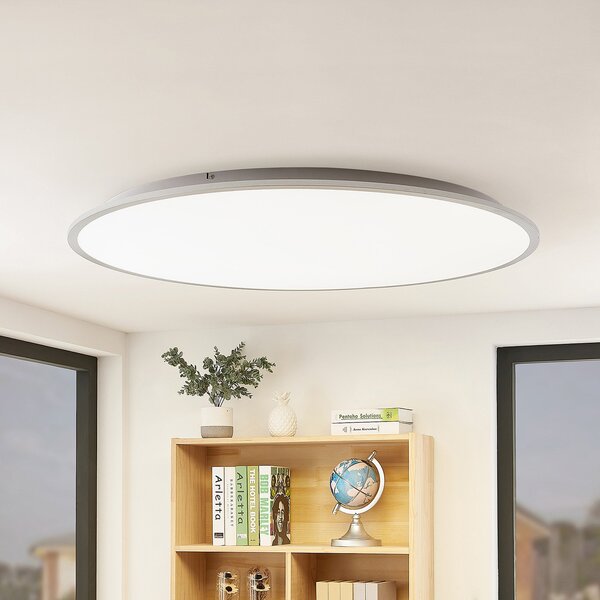Lindby LED φωτιστικό οροφής Narima, 4.000 K, Ø 100 cm, ασημί, Γκρι, Κουζίνα, Πλαστικό, σύγχρονο