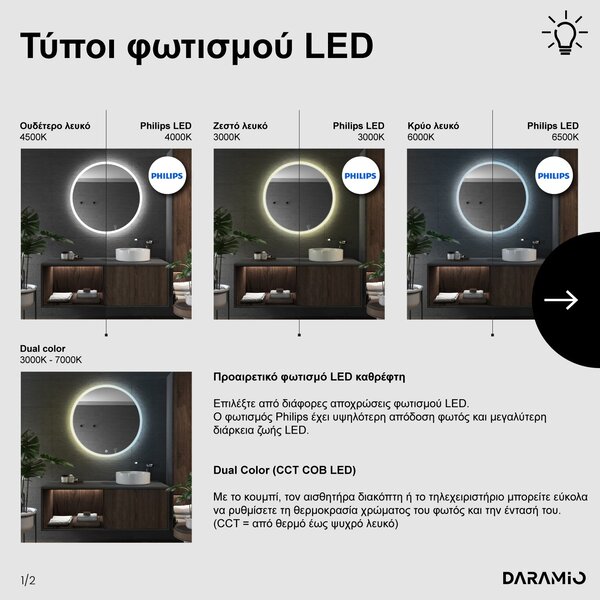 Καθρέφτης μισοφέγγαρο LED E7