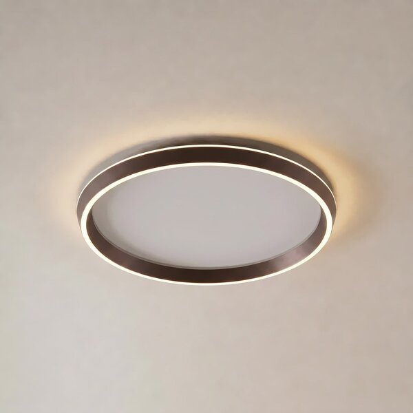 Lucande Φωτιστικό οροφής LED Rylan, καφέ, Ø 62 cm, με ρυθμιζόμενη ένταση, ρυθμιζόμενος, Καφέ / Σκουριάς, Σαλόνι / τραπεζαρία, Μέταλλο, σύγχρονο