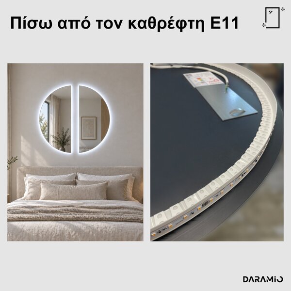 Καθρέφτης μισοφέγγαρο LED δύο τμημάτων E11