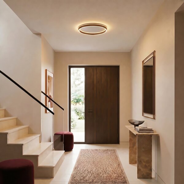 Lucande Φωτιστικό οροφής LED Rylan, καφέ, Ø 62 cm, με ρυθμιζόμενη ένταση, ρυθμιζόμενος, Καφέ / Σκουριάς, Σαλόνι / τραπεζαρία, Μέταλλο, σύγχρονο
