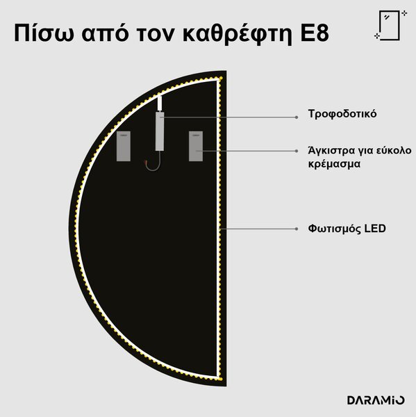Καθρέφτης μισοφέγγαρο LED E8
