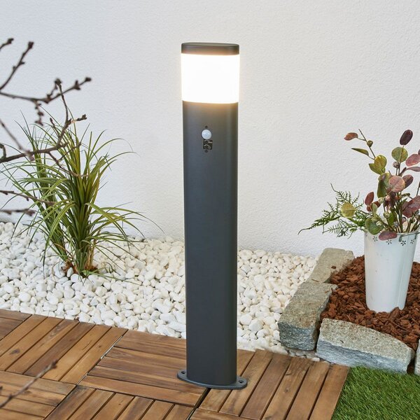 Lindby LED φωτιστικό διαδρόμου Obri, 80 cm, ανθρακί, αισθητήρας, Μαύρο, Μέταλλο, σύγχρονο