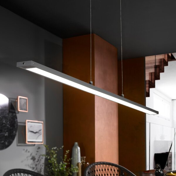 FISCHER & HONSEL Κρεμαστό φωτιστικό LED Marlo, γκρι, μήκος 120 cm, CCT, ρυθμιστής έντασης με αφή, ρυθμιζόμενος, Γκρι, Σαλόνι / τραπεζαρία, Μέταλλο, σύγχρονο
