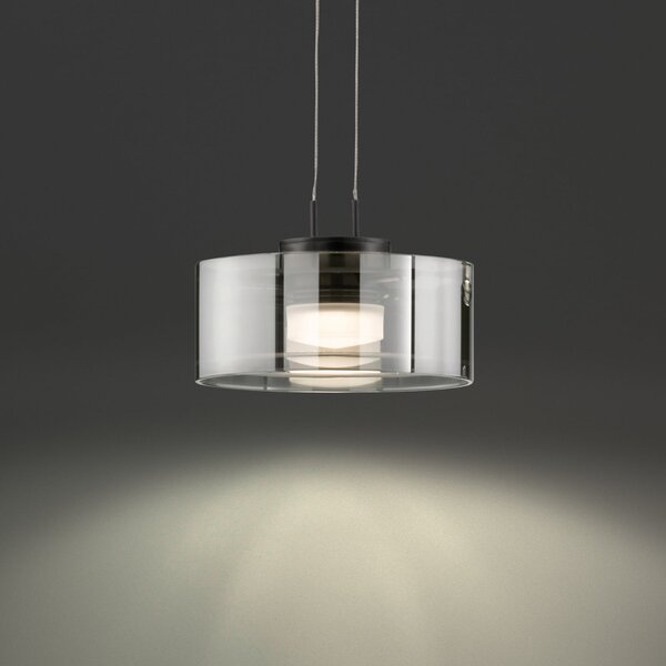 FISCHER & HONSEL Κρεμαστή λάμπα LED LAVIN, μαύρο/καπνιστό, Ø 20 cm μέταλλο/γυαλί dim, ρυθμιζόμενος, Γκρι, Σαλόνι / τραπεζαρία, Μέταλλο, σύγχρονο