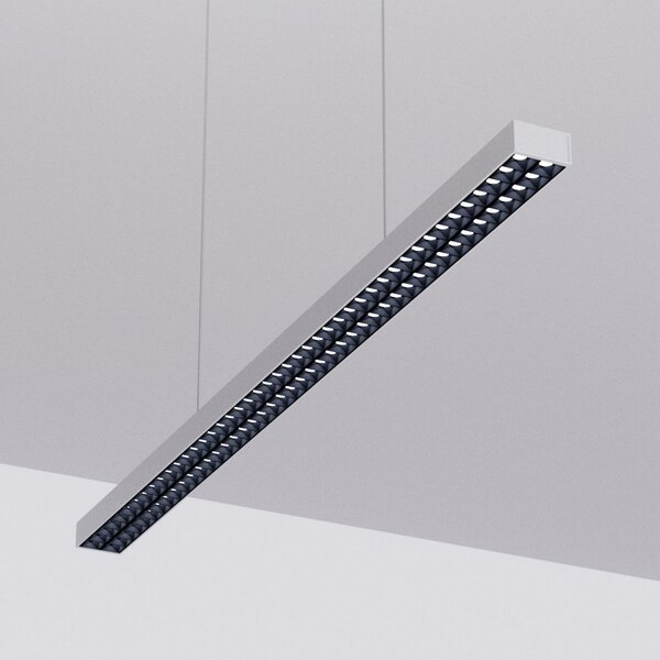 Arcchio LED κρεμαστό φωτιστικό γραφείου Jolinda, ασημί, 118cm, πάνω/κάτω, Γκρι, Μελέτη / Γραφείο, Μέταλλο, σύγχρονο