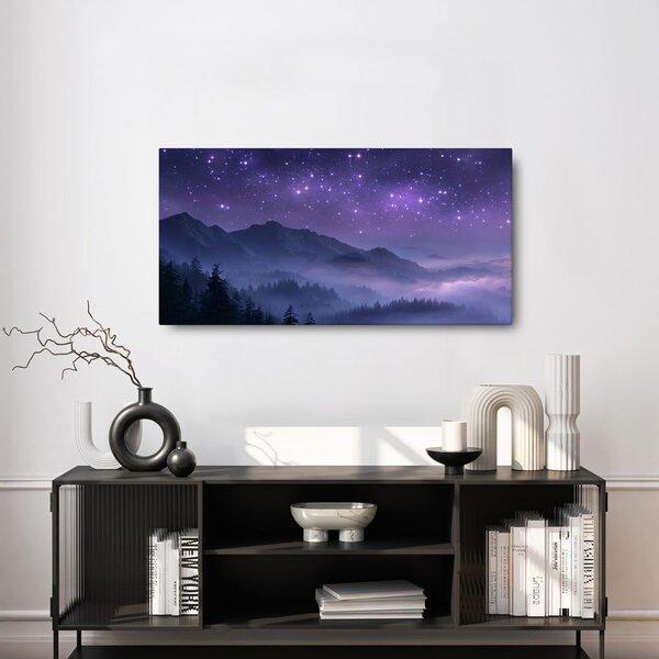Πίνακας σε καμβά νυχτερινή νεφέλωμα στα βουνά