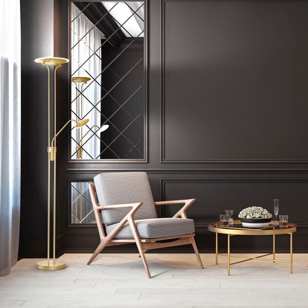 FISCHER & HONSEL Λάμπα LED Tallri ορείχαλκος Ύψος 180 cm 2-φωτιστικά CCT Touchdim, ρυθμιζόμενος, Χρυσό / Ορείχαλκου, Σαλόνι / τραπεζαρία, Μέταλλο, σύγχρονο, Φως ανάγνωσης
