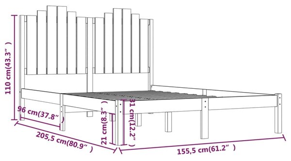 VidaXL Πλαίσιο Κρεβατιού Λευκό 150 x 200εκ Μασίφ Ξύλο Πεύκου King Size