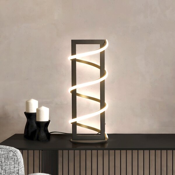 FISCHER & HONSEL Λάμπα LED επιτραπέζια Gwen, μαύρη, ύψος 45 cm, CCT, ρυθμιστής έντασης με αφή, ρυθμιζόμενος, Μαύρο, Σαλόνι / τραπεζαρία, Μέταλλο, σύγχρονο