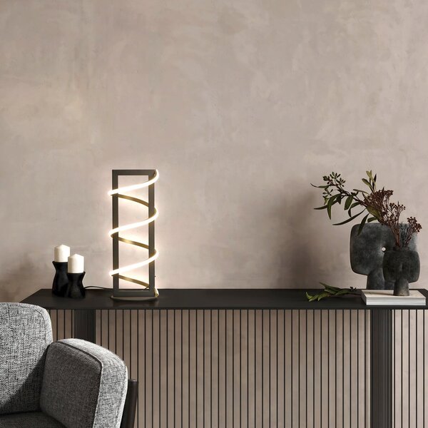 FISCHER & HONSEL Λάμπα LED επιτραπέζια Gwen, μαύρη, ύψος 45 cm, CCT, ρυθμιστής έντασης με αφή, ρυθμιζόμενος, Μαύρο, Σαλόνι / τραπεζαρία, Μέταλλο, σύγχρονο