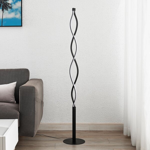 Lindby LED φωτιστικό δαπέδου Welina, μαύρο, 150 cm, με δυνατότητα ρύθμισης, ρυθμιζόμενος, Μαύρο, Σαλόνι / τραπεζαρία, Μέταλλο, σύγχρονο