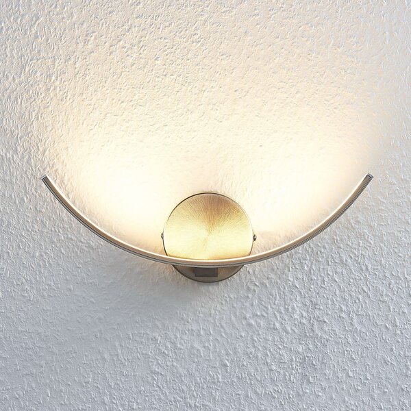 Lindby LED φωτιστικό τοίχου Iven, πλάτος 34 cm, νικέλιο, 3.000 K, Γκρι, Σαλόνι / τραπεζαρία, Μέταλλο, σύγχρονο