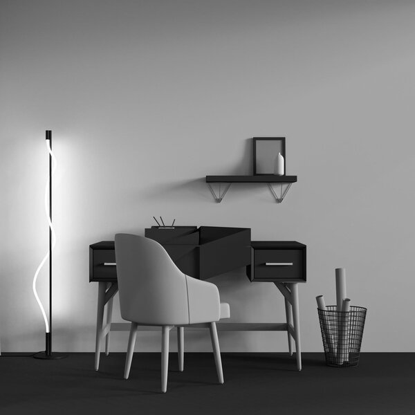 Maytoni LED-Stehleuchte Tau, μαύρο, αλουμίνιο, ύψος 150 cm, Μαύρο, Σαλόνι / τραπεζαρία, Αλουμίνιο, σύγχρονο