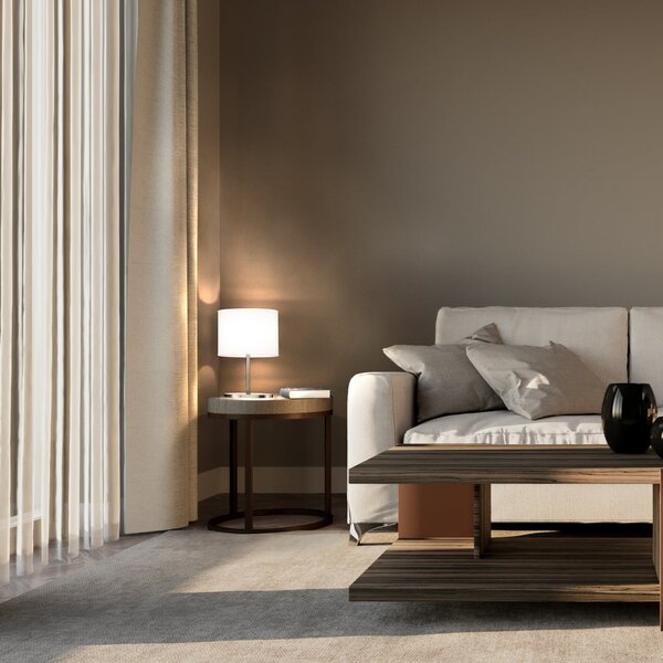 FISCHER & HONSEL Επιτραπέζιο φωτιστικό Modena, λευκό/νικέλιο, Chintz, ύψος 27 cm, E14, Λευκό, Σαλόνι / τραπεζαρία, Ύφασμα / Κλωστοϋφαντουργία, σύγχρονο