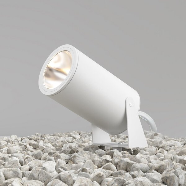 Maytoni LED-Erdspießstrahler Bern, λευκό, αλουμίνιο, IP65, Λευκό, Αλουμίνιο