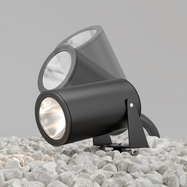 Maytoni LED-Erdspießstrahler Bern, γραφίτη, Ø 13 cm, IP65, Γκρι, Αλουμίνιο