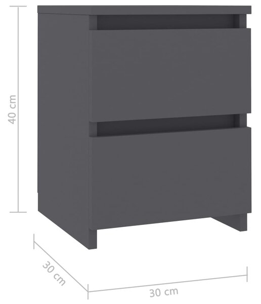 VidaXL Κομοδίνο Γκρι 30 x 30 x 40 εκ. από Μοριοσανίδα