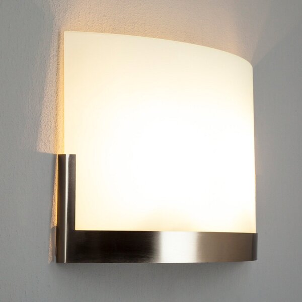 Lindby φωτιστικό τοίχου Karla, 35 cm, λευκό/νικέλιο, γυαλί, E27, ρυθμιζόμενος, Λευκό, Διάδρομος, Γυαλί, σύγχρονο