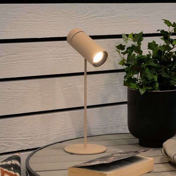 Konstsmide LED-Akku-Tischleuchte Multi, άμμου χρώματος, ύψος 30 cm, IP54, ρυθμιζόμενος, Μπεζ, Σαλόνι / τραπεζαρία, Αλουμίνιο, σύγχρονο