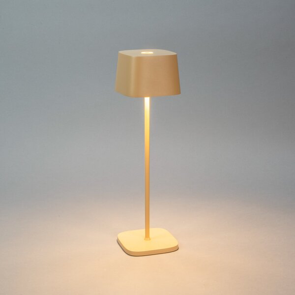 Konstsmide LED-Akku-Tischleuchte Capri, ύψος 36 cm, χρώμα άμμου, IP54, ρυθμιζόμενος, Μπεζ, Σαλόνι / τραπεζαρία, Μέταλλο, σύγχρονο
