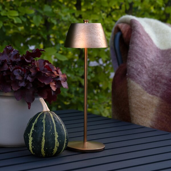 Konstsmide LED-Akku-Τραπεζοφωτιστικό Eze, ματ χαλκός, 32 cm, IP54, USB, ρυθμιζόμενος, Χαλκού, Σαλόνι / τραπεζαρία, Αλουμίνιο, σύγχρονο