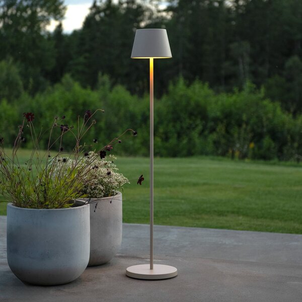 Konstsmide Φωτιστικό LED με μπαταρία Pomezia, χρώμα άμμου, 124 cm, IP54, USB, ρυθμιζόμενος, Μπεζ, Σαλόνι / τραπεζαρία, Αλουμίνιο, σύγχρονο