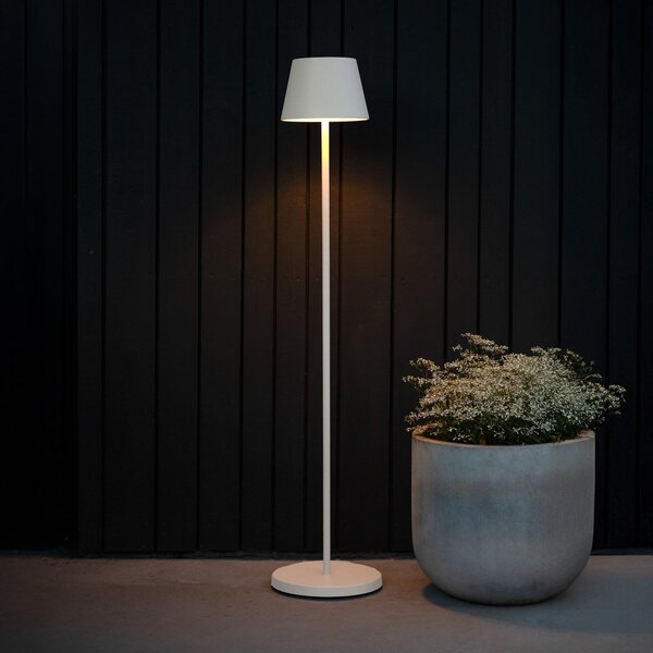 Konstsmide Φωτιστικό LED με μπαταρία Pomezia, λευκό, 124 cm, IP54, USB, ρυθμιζόμενος, Λευκό, Σαλόνι / τραπεζαρία, Αλουμίνιο, σύγχρονο