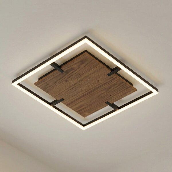 Lucande Φωτιστικό οροφής LED Vectra, 50 x cm, ξύλο, με δυνατότητα ρύθμισης, ρυθμιζόμενος, Ξύλου, Σαλόνι / τραπεζαρία, Πλαστικό, σύγχρονο
