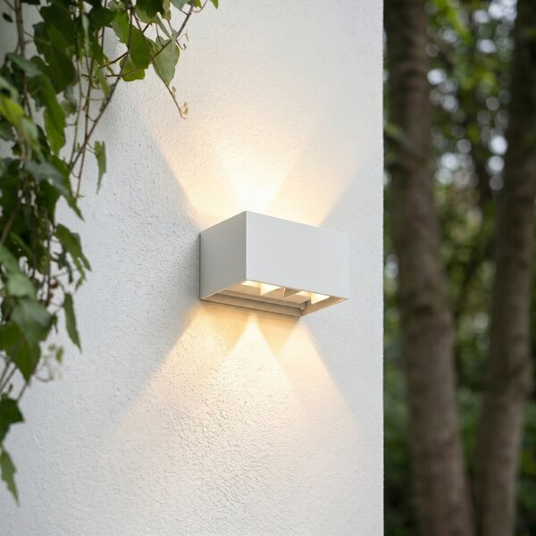 Lindby Εξωτερικός φωτιστικός LED Nivar, τετράγωνος, λευκός, 20 cm, IP54, Λευκό, Μέταλλο, σύγχρονο